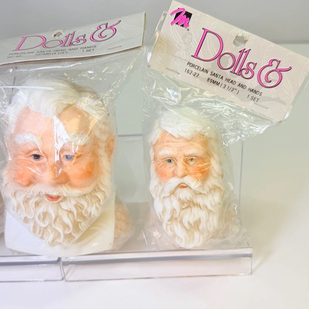 Mangelsen's Porcelain Santa Head and Hands 3 Sets Vintage 1993 162-27 161-43